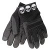 Riding Gear Hot Leathers GVM1301 Uni-Sex Black 'Row Of Skulls' Leather And Mesh Gloves