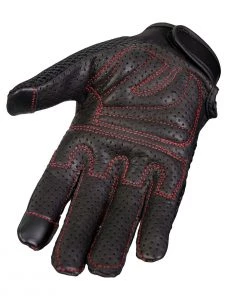 Hot Leathers GVM1302 Uni-Sex Black 'Brass Knuckles' Leather And Mesh Gloves