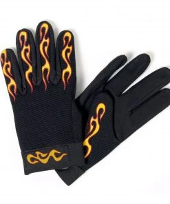 Hot Leathers GVM2004 Yellow And Red Flame Mechanics Gloves