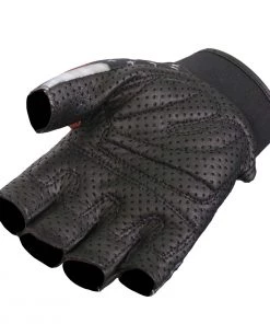 Hot Leathers GVM3008 Uni-Sex Black'Heartbeat USA Flag' Fingerless Leather Gloves