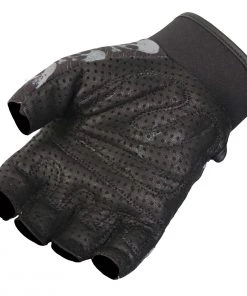 Riding Gear Hot Leathers GVM3009 Uni-Sex Black 'Ancient Skulls' Fingerless Leather Gloves