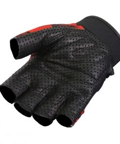 Hot Leathers GVM3010 Uni-Sex Black 'Red Skull' Fingerless Leather Gloves