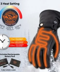 Milwaukee Leather MG7519SET Men’s Black Heated ‘Fashion Gloves’ With I-Touch Technology (Rechargeable Battery Pack Included)