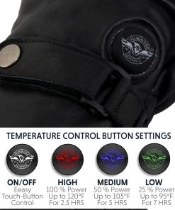 Milwaukee Leather MG7519SET Men’s Black Heated ‘Fashion Gloves’ With I-Touch Technology (Rechargeable Battery Pack Included)