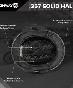 Riding Gear Highway 21.357 Solid Gloss Black Half Helmet