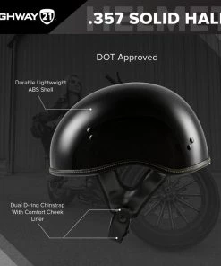 Riding Gear Highway 21.357 Solid Gloss Black Half Helmet