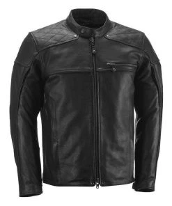 Highway 21 Gasser Men's Black Leather Jacket With Armor Riding Gear