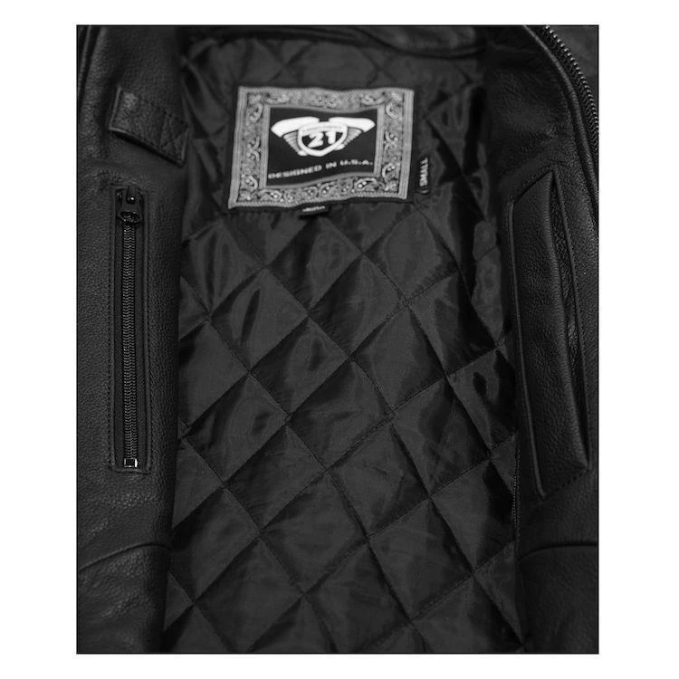Highway 21 Gasser Men's Black Leather Jacket With Armor Riding Gear