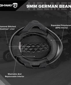 Highway 21 9MM Gloss Black German Beanie Helmet