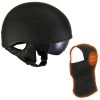 Hot Leathers T72 'Black Widow' Flat Black DOT Helmet With MP7922FMSET Heated Balaclava Bundle Riding Gear