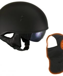 Hot Leathers T72'Black Widow' Flat Black DOT Helmet With MP7922FMSET Heated Balaclava Bundle Riding Gear