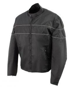 Motorcycle Jackets NexGen HW212102 Men's Black Nylon-Textile Vented Moto Jacket With Reflective Piping