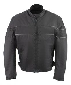 Motorcycle Jackets NexGen HW212102 Men's Black Nylon-Textile Vented Moto Jacket With Reflective Piping