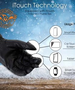 Milwaukee Leather MG7519SET Men’s Black Heated ‘Fashion Gloves’ With I-Touch Technology (Rechargeable Battery Pack Included)