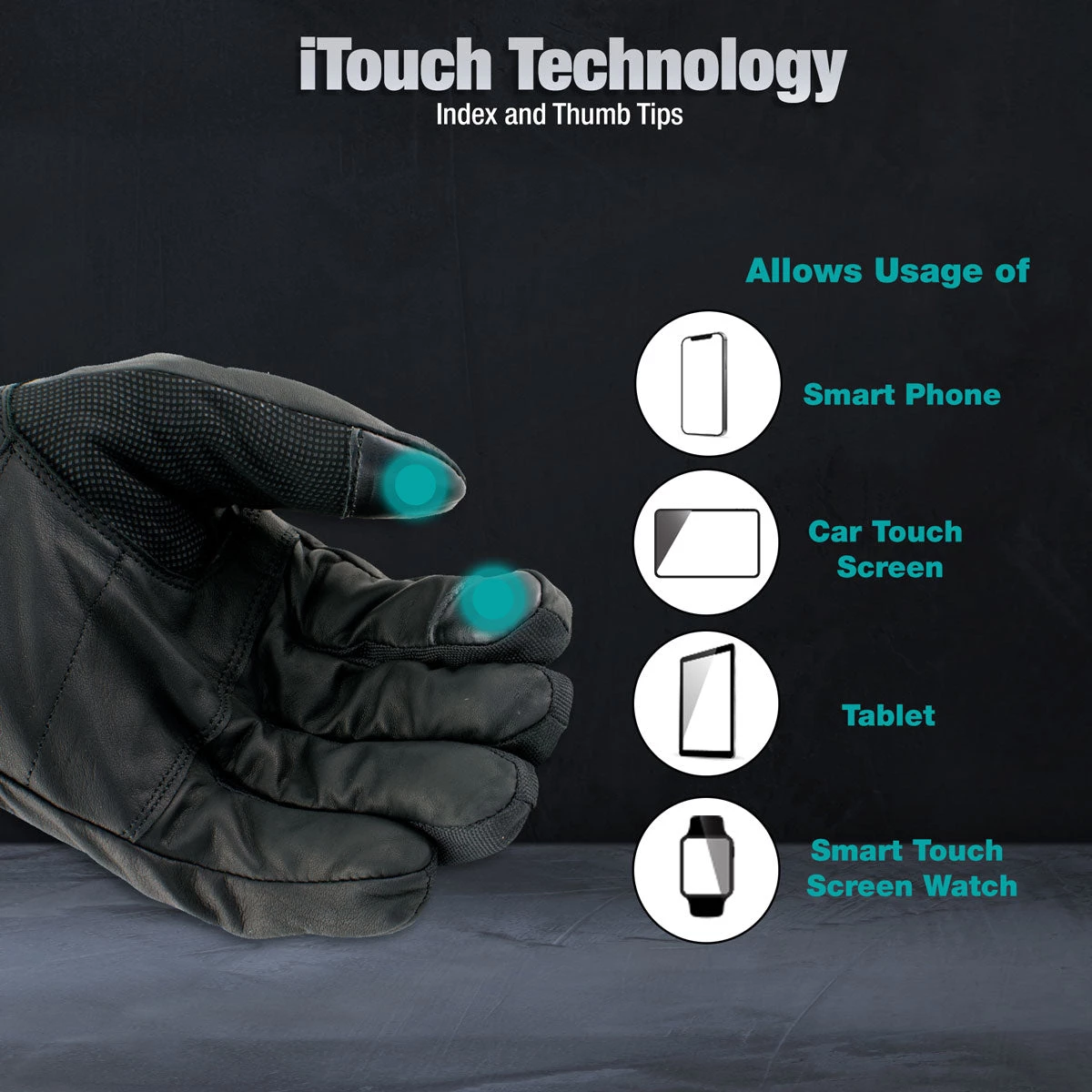 Riding Gear Nexgen Heat NXG17501SET Men’s Black Heated Textile And Leather Fashion Gloves With I-Touch (Battery Pack Included)