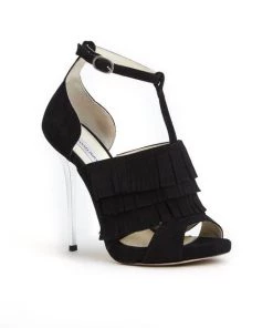 Tiannia Barnes TB-104 'Jackie' Black Suede Women’s T-Strap Platform Sandals
