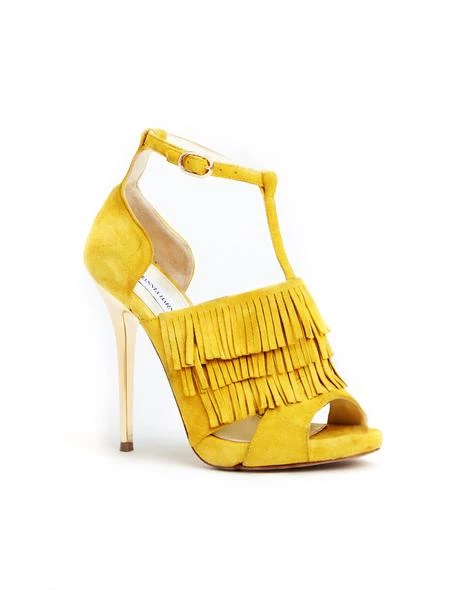 Riding Gear Tiannia Barnes TB-104 'Jackie' Mustard Suede Women’s T-Strap Platform Sandals