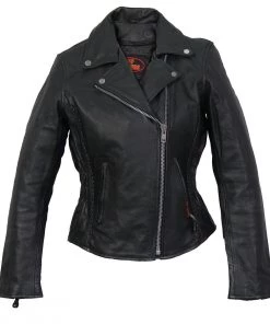 Hot Leathers JKL1009 Ladies Braided Motorcycle Leather Jacket Leather Motorcycle Jackets