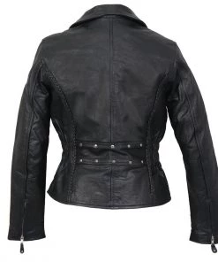 Hot Leathers JKL1009 Ladies Braided Motorcycle Leather Jacket Leather Motorcycle Jackets