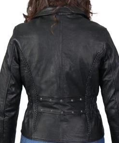 Hot Leathers JKL1009 Ladies Braided Motorcycle Leather Jacket Leather Motorcycle Jackets