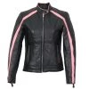 Leather Motorcycle Jackets Hot Leathers JKL1022 Pink Striped Leather Jacket With Reflective Piping