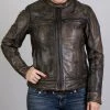 Hot Leathers JKL1024 Ladies Distressed Brown Leather Jacket With Gun Pockets Leather Motorcycle Jackets