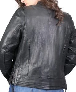 Leather Motorcycle Jackets Hot Leathers JKL1025 Ladies Lace Up Sleeves Leather Jacket