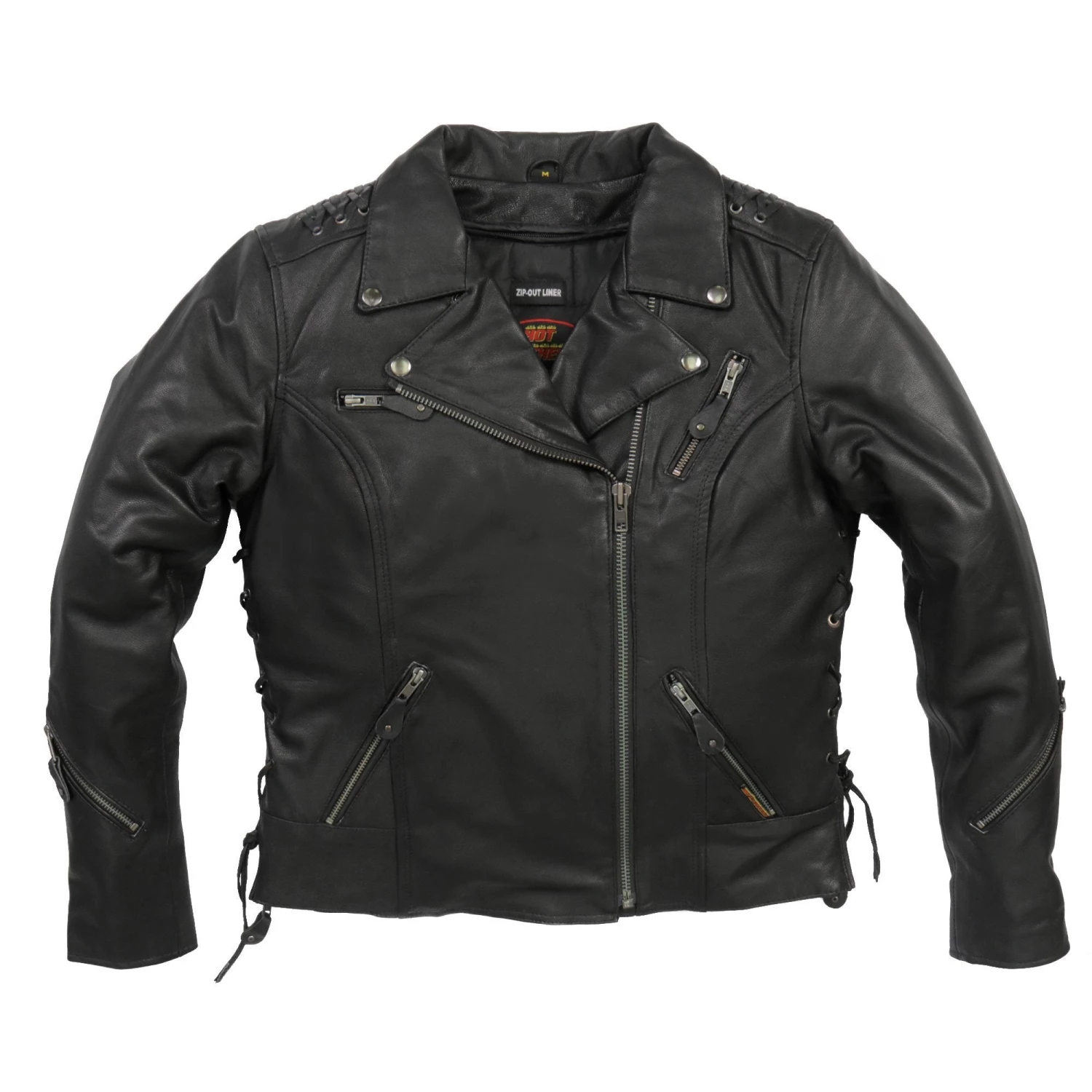 Hot Leathers JKL1027 Ladies Black Lace Detail Carry Conceal Leather Motorcycle Jacket Leather Motorcycle Jackets