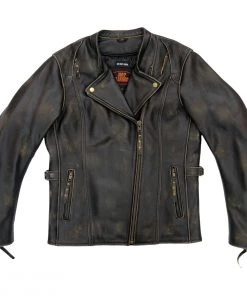 Leather Motorcycle Jackets Hot Leathers JKL1031 Ladies Vented Distressed Brown Leather Jacket