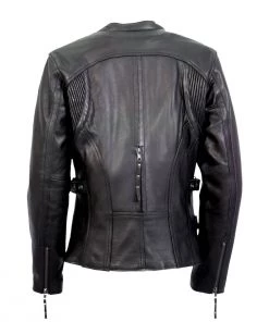 Hot Leathers JKL1032 Ladies Black Leather Jacket With Vented Side Snaps Leather Motorcycle Jackets