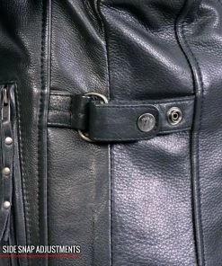 Hot Leathers JKL1032 Ladies Black Leather Jacket With Vented Side Snaps Leather Motorcycle Jackets