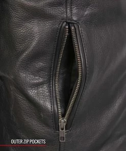 Hot Leathers JKL1034 Ladies Black Leather MC Jacket With Plaid Flannel Lining