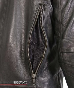 Hot Leathers JKL1034 Ladies Black Leather MC Jacket With Plaid Flannel Lining