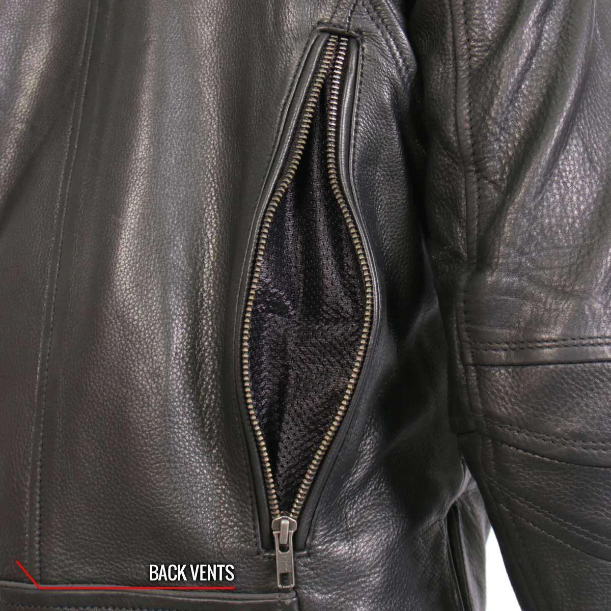 Hot Leathers JKL1034 Ladies Black Leather MC Jacket With Plaid Flannel Lining