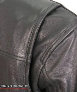 Hot Leathers JKL1034 Ladies Black Leather MC Jacket With Plaid Flannel Lining