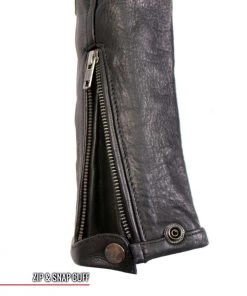 Hot Leathers JKL1034 Ladies Black Leather MC Jacket With Plaid Flannel Lining