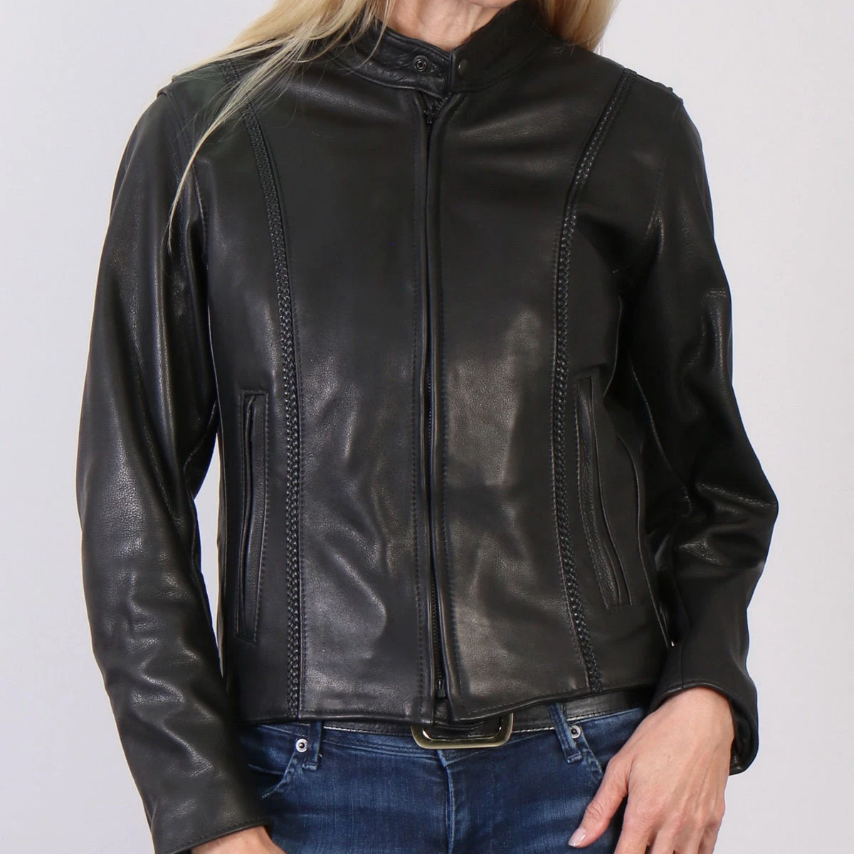 Hot Leathers JKL5002 USA Made Ladies Clean Cut Leather Jacket Leather Motorcycle Jackets