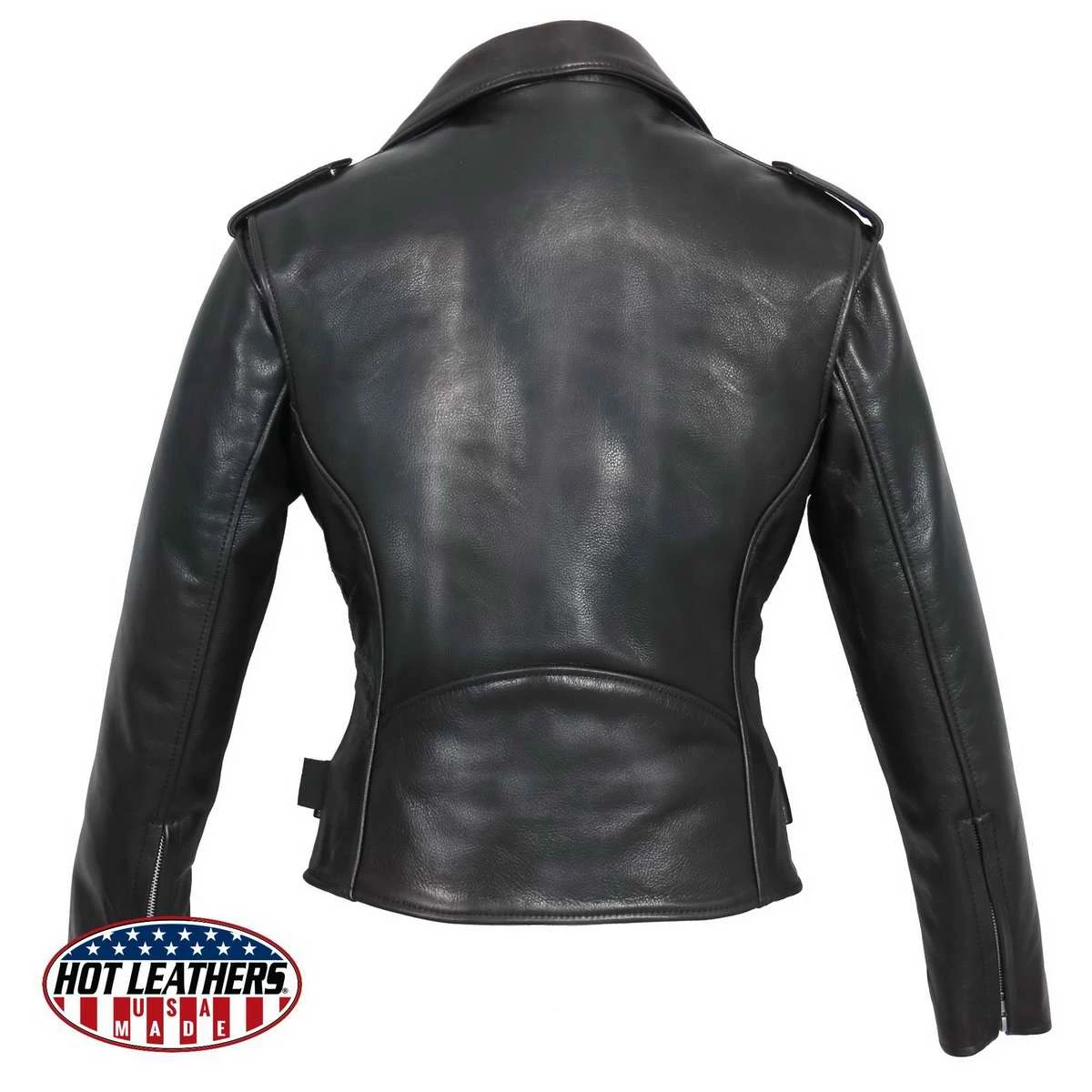 Hot Leathers JKL5004 Ladies Black Premium USA Made Classic Motorcycle Style Leather Jacket