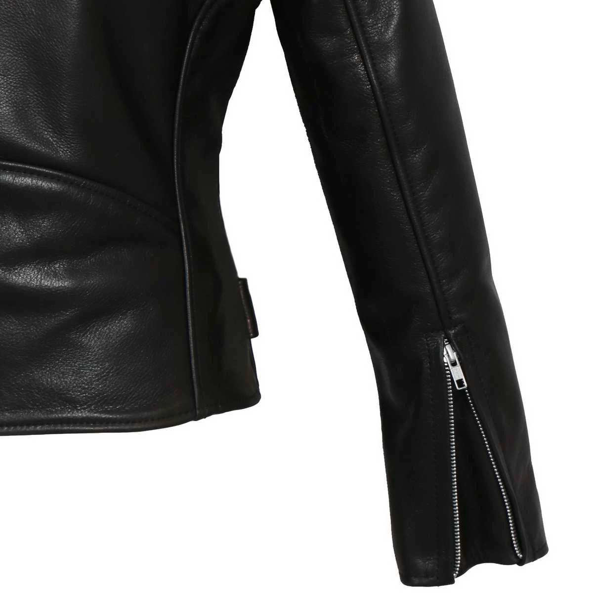 Hot Leathers JKL5004 Ladies Black Premium USA Made Classic Motorcycle Style Leather Jacket