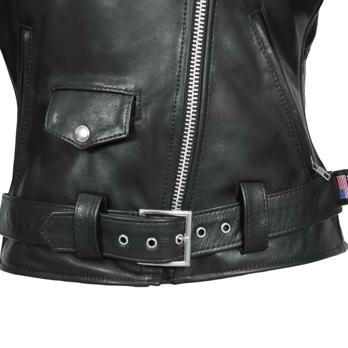 Hot Leathers JKL5004 Ladies Black Premium USA Made Classic Motorcycle Style Leather Jacket