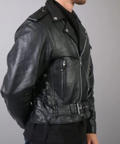 Hot Leathers JKM1002 Classic Men’s Motorcycle Leather Jacket With Zip Out Lining