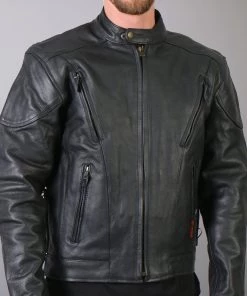 Hot Leathers JKM1010 Men's Vented Leather Jacket Leather Motorcycle Jackets