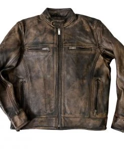Leather Motorcycle Jackets Hot Leathers JKM1019 Men's Distressed Brown Leather Jacket With Gun Pockets