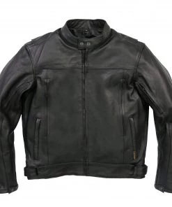Hot Leathers JKM1021 Men's Black Leather Carry And Conceal Vented Scooter Jacket