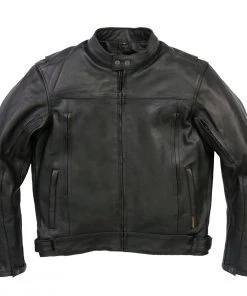 Hot Leathers JKM1021 Men's Black Leather Carry And Conceal Vented Scooter Jacket