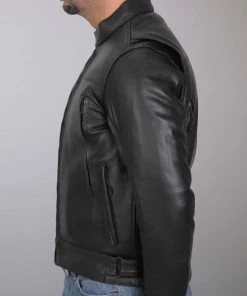 Hot Leathers JKM1021 Men's Black Leather Carry And Conceal Vented Scooter Jacket