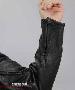 Hot Leathers JKM1021 Men's Black Leather Carry And Conceal Vented Scooter Jacket