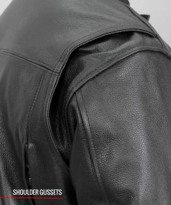 Hot Leathers JKM1021 Men's Black Leather Carry And Conceal Vented Scooter Jacket