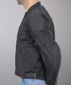 Motorcycle Jackets Hot Leathers JKM1024 Men’s Black All Weather Armored Nylon Jacket With Concealed Carry Pocket