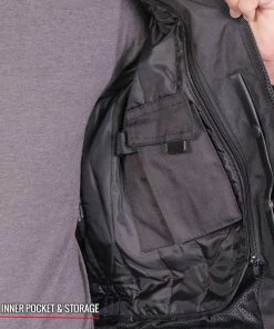 Hot Leathers JKM1025 Men’s Black Armored Nylon Mesh Jacket With Reflective Piping And Concealed Carry Pocket